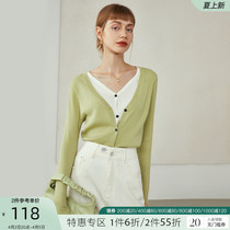 Van Silan En 213194 French style fake two knit cardiopathic womens spring and autumn gentle wind Korean family chic Dont make blouses