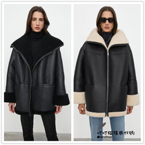 Swedish Toteme Signature Shear Wool Leather Coat Leather Loose One Loose Jacket Jacket
