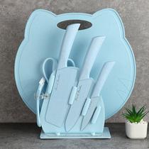 Baby food knife Household stainless steel knife set Cutting knife Cutting board Two-in-one combination of a full set of fruit knife