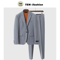 South Korea Dongdaemun suit mens suit Korean groom married British professional wear slim casual small suit solid color