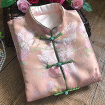New Chinese cheongsam buckle vest female autumn winter vintage pink brocade young cotton vest cotton vest winter