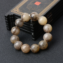 Yunnan Natural Yellow Dragon Jade Water Grass Pattern Bracelet 18mm12 Mens and Womens Round Bead Jade Bracelet Jade Bracelet Jade