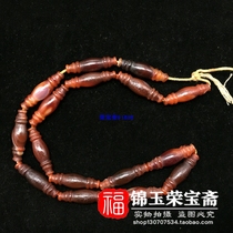 Tibetan area old agate old beads collection natural wine red agate drum beads bead necklace