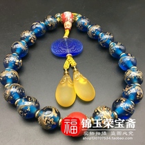 European antique Old Tibetan antiques Antique old beads Eighteen old glass Rosary Anti-evil pendant Round beads Buddha beads