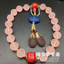 Ming and Qing Dynasties old Tibetan eighteen children put pieces of old beads Buddha beads Old glass beads round beads Frosted evil spirits pendant necklace