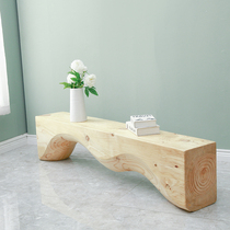 Nordic Brief Solid Wood Strip Bench Swap Shoes Stool Wooden Mound Hotel Mall Net Red Folk Juku Log TV Cabinet Show Shelf