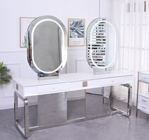 Barber shop simple hairdressing mirror table hair salon special hair cutting mirror stainless steel single double-sided four-sided hair tide shop mirror