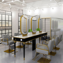 Hair salon mirror table high-end hair salon mirror European-style single-sided mirror barber shop mirror table make-up mirror table