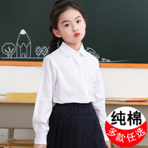 Girl Pure Cotton White Long Sleeve Shirt Small Child Students Spring Autumn Season Dolls Round Collar Jk Clothes Campus College Clothing