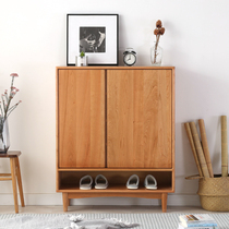 Nordic solid wood shoe cabinet simple large capacity oak log cherry wood porch home door modern storage cabinet