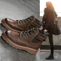 Martin boots female 2021 new autumn English style retro thick bottom low-top short boots cotton shoes women winter plus Velvet