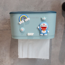 Creative cartoon cute wall-mounted toilet tissue box Non-punching roll carton toilet storage shelf