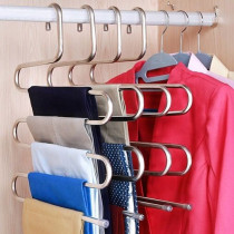 Magic pants multi-layer shelf wardrobe S-shaped trouser clip hanger multifunctional non-slip storage hanger pants stainless steel