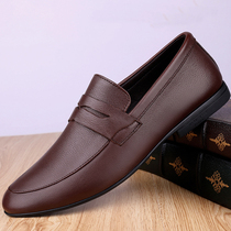 2022 New Spring Mens Shoes Head Layer Bull Leather Bean Bean Shoes Mens Korean Version Trendy Men Genuine Leather Breathable Casual Leather Shoes