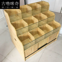 Supermarket rice cabinet rice bucket glass grain cabinet dried fruit melon seeds biscuit snacks bulk candy display cabinet lid shelf