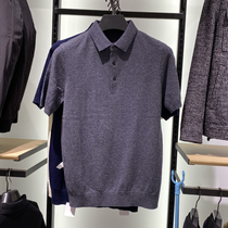 Ordos 100%half sleeve cardigan mens short sleeve polo cashmere half sleeve T-shirt sweater knitted winter