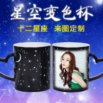 In case of heat custom made Mark ceramic cup starry sky gradient color heated water cup can print photo logo creative personality