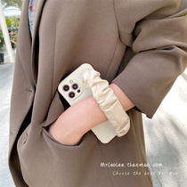 Simple solid color applicable iPhone13 12 phone case wristband Apple 11 silicone 12Pro max senior sense female