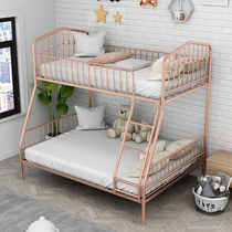Light extravagant primary and secondary bed upper and lower bed small family type 1 5 m Children bed iron high and low bunk bed Two-layer adult environmental protection