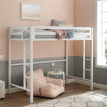 Bed under the empty elevated bed combination Single upper floor household loft apartment Iron frame under the table Childrens high and low bed small apartment type