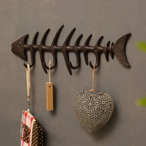 Creative retro clothes hook home entrance porch wall hanging cute wall coat hook fish bone key holder