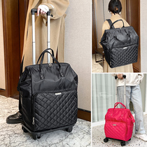 Universal wheel folding trolley bag double shoulder backpack travel bag shopping bag detachable portable Portable chassis luggage bag