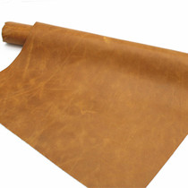 Cow Leather Leather Leather Head Layer Cow Leather Retro Oil Wax Leather Yellow Brown Sofa Leather Headboard Soft Bag Seat Fabric