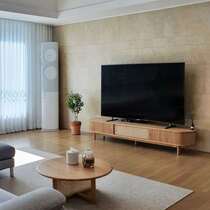  Rattan solid wood TV cabinet Modern simple small apartment floor cabinet Living room storage cabinet Japanese household audio-visual cabinet