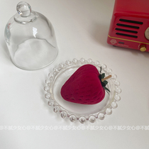 Not greasy girl heart * Romantic French red velvet berry color strawberry clamshell ring box Jewelry box