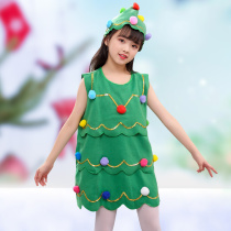 Girls Christmas Tree Dress Up Children Christmas Costume New Years Day Show Green Dance Costume Performance Christmas Set