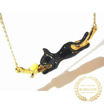 Japanese Western style Creeping Branches of Black Cat Cute Casual Fashion Alloy Pendant Necklace Jewelry