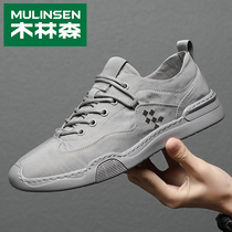 Wood Linson Spring Summer Breathable Mens Shoes Ice Silk Cloth Mesh Red Burst Cloth Shoes Inside Heightening Mens Casual Board Shoes Men