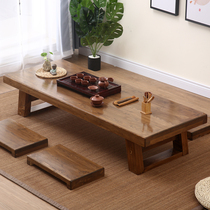 Pure solid wood Japanese tea table Zen new Chinese tatami tea table long low table kung fu tea kang table long table