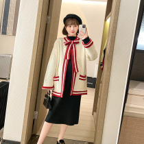 Nanas pregnancy wear a pregnant womens autumn suit fashion small fragrant style knitted coat dress spring and autumn