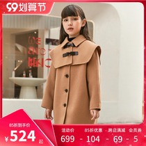 Girls double-sided cashmere coat 2021 new foreign style autumn building childrens woolen coat Korean version of female childrens tide childrens clothing