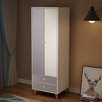 Small apartment two-door wardrobe storage cabinet home bedroom occupies a small solid wood sturdy rental room simple wardrobe