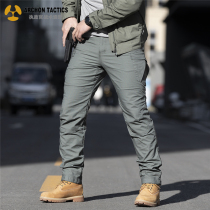 Ruling Officer Tactical Pants Mens Spring Autumn Outdoor Work Pants Military Fans Multifunction Pure Cotton Elastic Bunch Foot Straight Cylinder For Training Pants