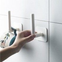 Kitchen wall rack bathroom non-perforated paper towel rack wall-mounted hook no trace cling film adhesive hook