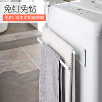 Kitchen towel rack cloth rack bathroom toilet non-perforated wall-mounted shower towel bar storage rack refrigerator rack