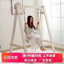 Hanging basket chair home childrens indoor Qianqiu hanging chair balcony rocking chair outdoor solid wood courtyard Net Red Swing Swing