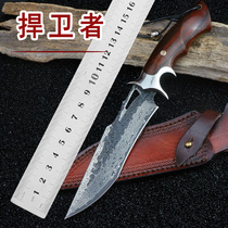 Damascus steel straight knife high hardness outdoor survival knife forged pattern steel knife
