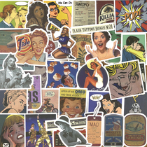 50 European and American nostalgic retro posters Pop style stickers Hand account computer tablet stationery decorative suitcase stickers