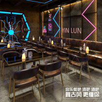  Custom-made bar sofa Qing bar KTV box U-shaped corner deck Retro style theme music restaurant table and chair combination