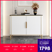 European-style light luxury porch cabinet living room entrance marble double door decoration cabinet White restaurant sideboard entrance shoe cabinet