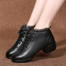 New autumn dance shoes womens adult square dance shoes womens leather with soft bottom fitness sailor dance shoes