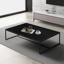 Italian Style Office Sofa Tea Table Combination Suit Rock Plate Tea Table Minima Modern Office Guest Square Tea Table