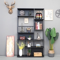 Net red industrial wind shelf iron bookshelf living room bookcase floor screen partition wall storage rack display cabinet