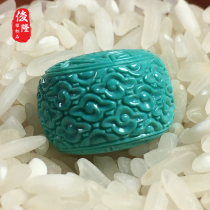 No optimization raw ore turquoise moire bead single bead high porcelain blue raw stone loose bead drum bead back bead round bead