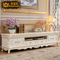 European marble TV cabinet Coffee table combination set Small apartment living room Simple solid wood carved bedroom floor cabinet