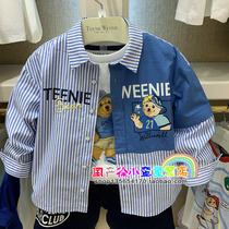 Teenie Weenie21 spring autumn style boy small bear casual striped shirt TKYS212403B long sleeve shirt